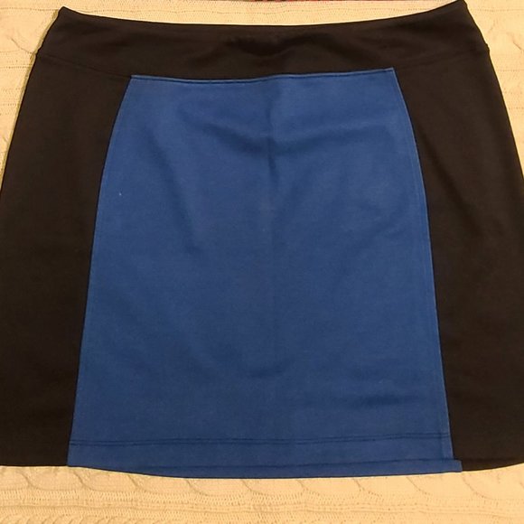 Mac+Jac Dresses & Skirts - Mac+Jac Stretch Mini Pencil Skirt Womens Size XL Blue Black Graphic Stripe